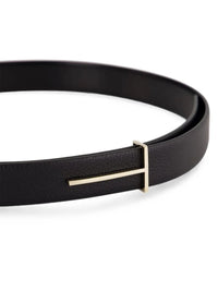 TOM FORD Tom Ford Women Grained Leather And Spazzolato Leather Slim T Belt