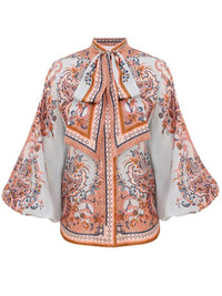ZIMMERMANN Zimmermann Women Aster Tie Neck Silk Blouse