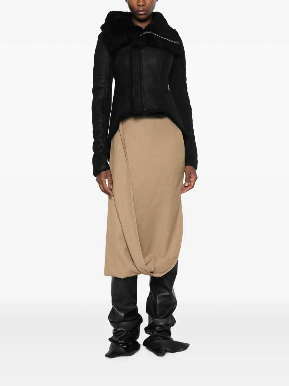 RICK OWENS Rick Owens Women Naska Asymmetric Jacket With Shearling Trim