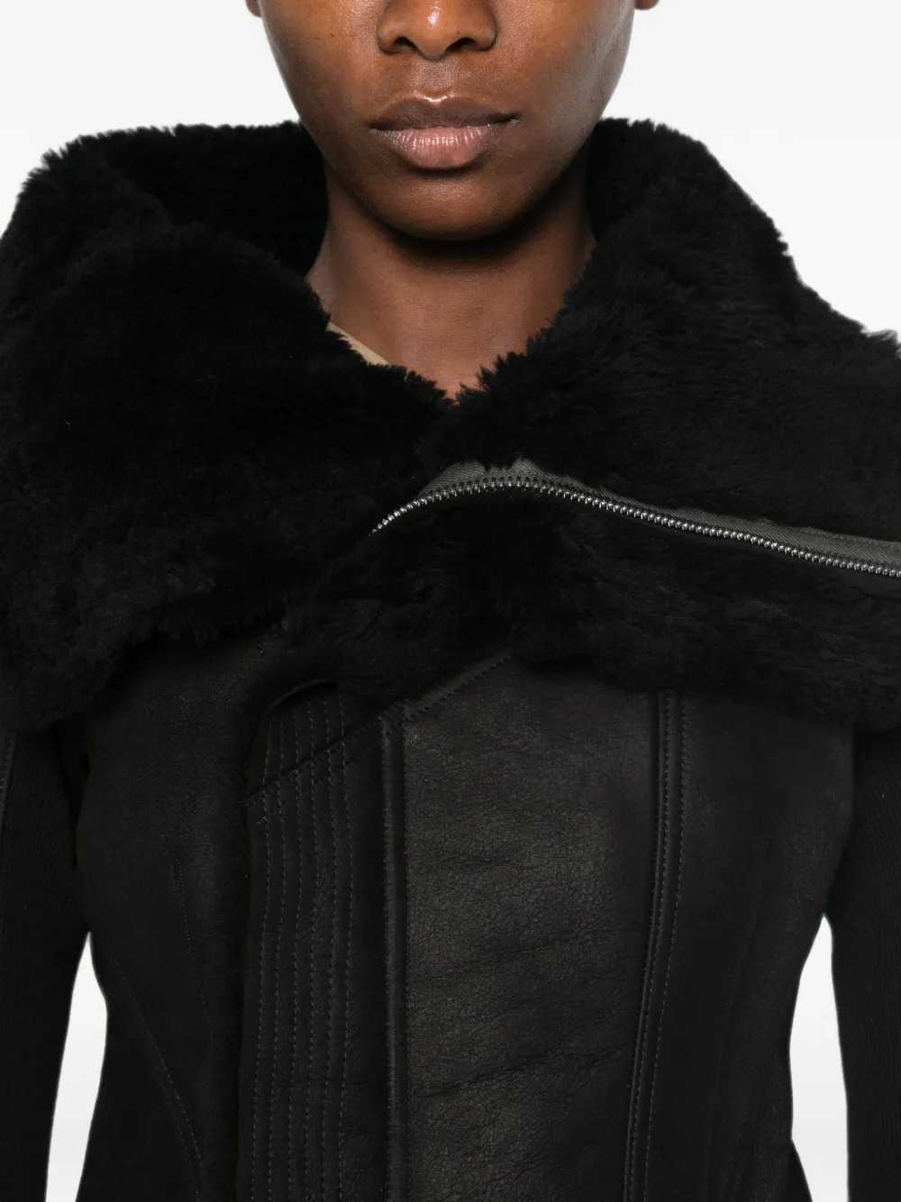 RICK OWENS Rick Owens Women Naska Asymmetric Jacket With Shearling Trim