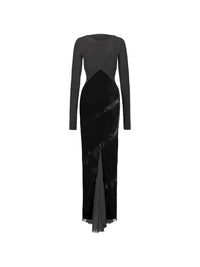 RICK OWENS Rick Owens Women Long-Sleeved Maxi Dress With Velvet Inserts