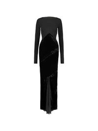 RICK OWENS Rick Owens Women Long-Sleeved Maxi Dress With Velvet Inserts