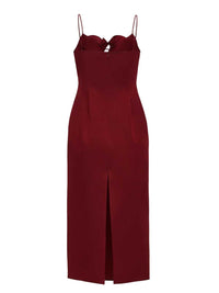 MAGDA BUTRYM Magda Butrym Women Bordeaux Midi Beach Dress In Cotton And Silk With Floral Details.