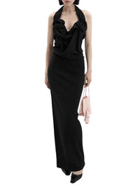 MAGDA BUTRYM Magda Butrym Women Draped Halter-Neck Dress With Black Corset