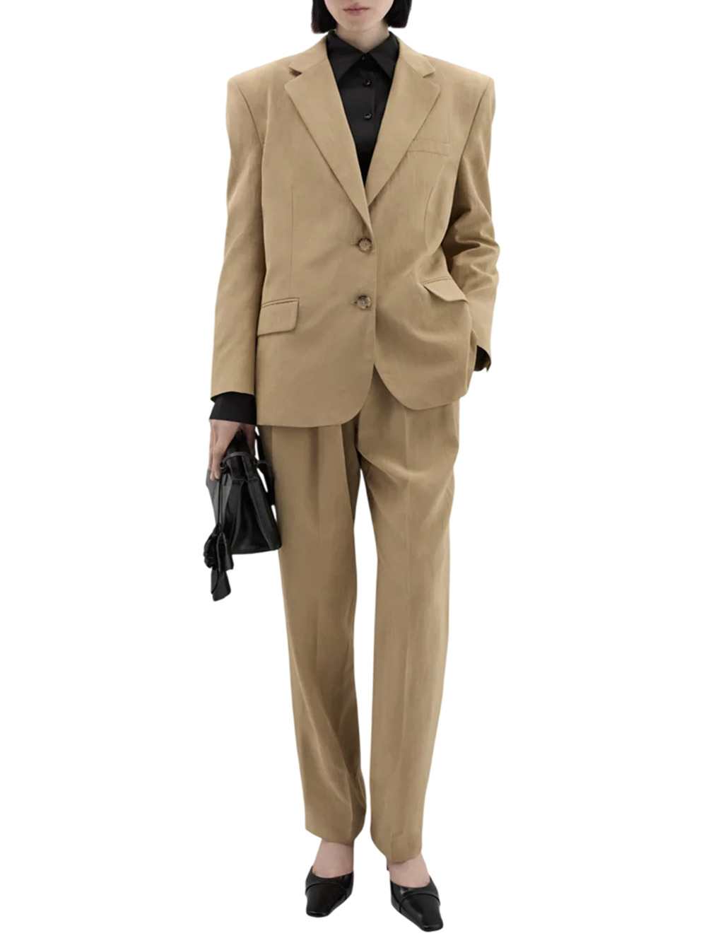 MAGDA BUTRYM Magda Butrym Women Beige Tapered Trousers With Pleats