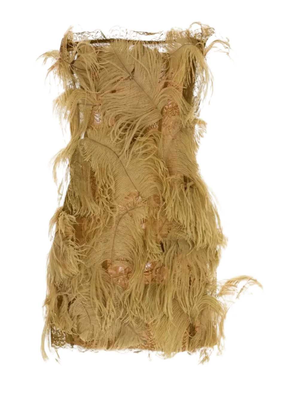 THE ATTICO The Attico Women Strapless Lace And Mesh Mini Dress With Fringe
