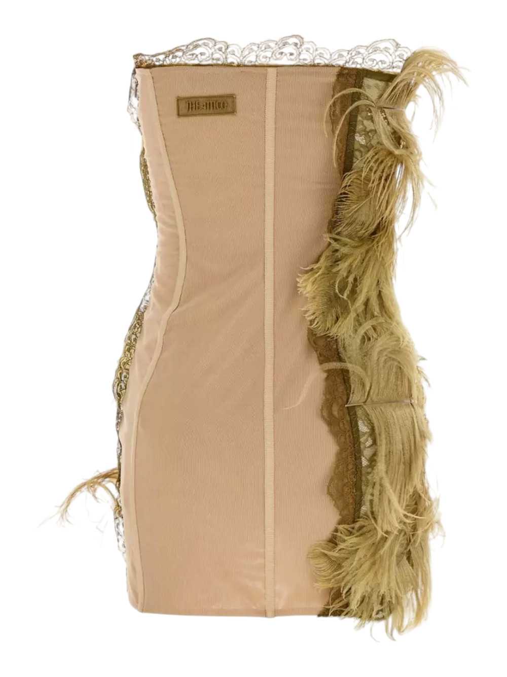 THE ATTICO The Attico Women Strapless Lace And Mesh Mini Dress With Fringe