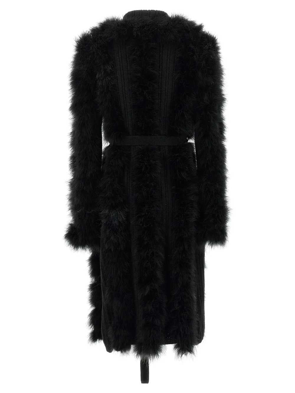 The Attico Women Knitted Coat With Belt And Feather-Effect Trim