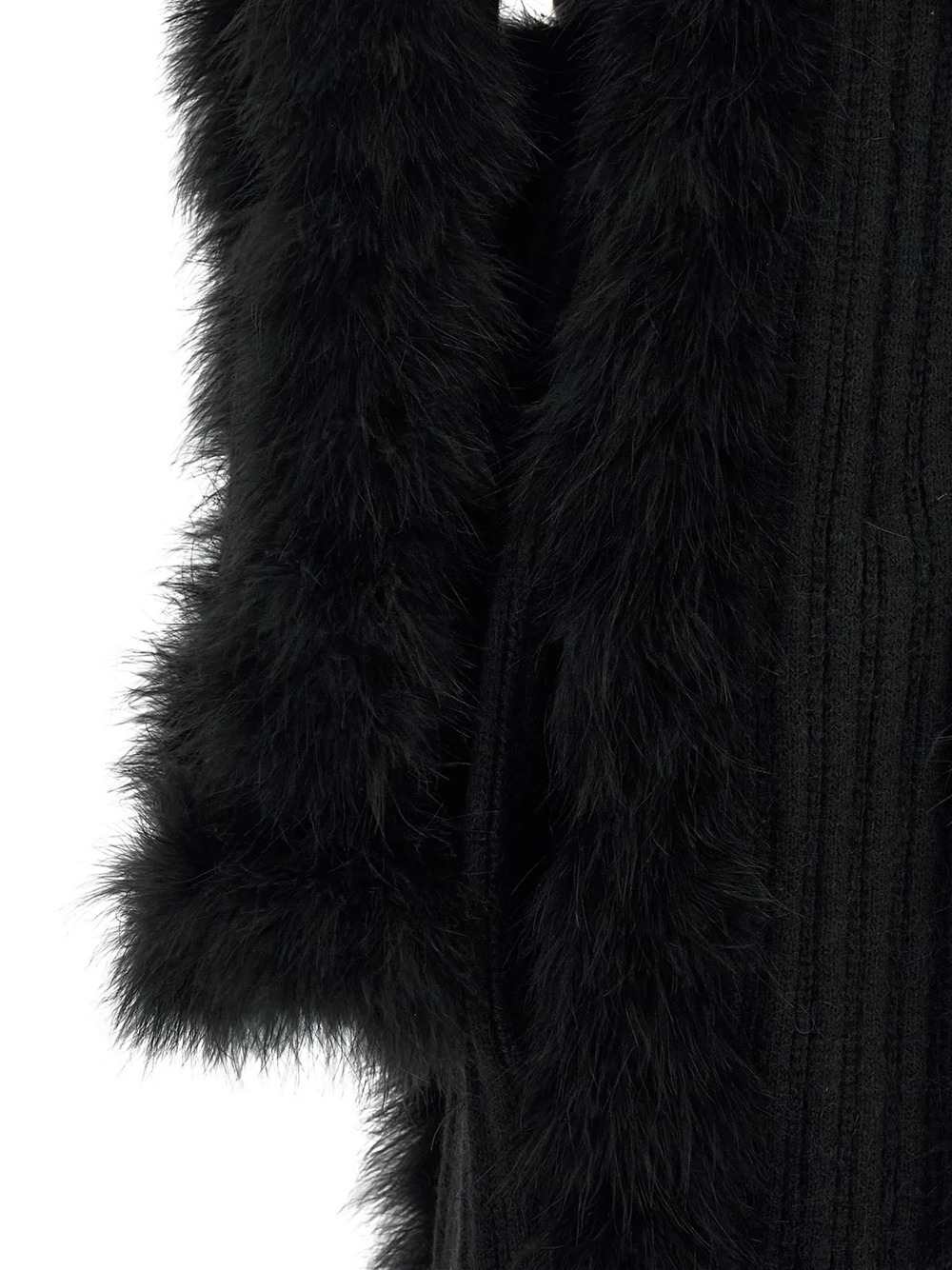 The Attico Women Knitted Coat With Belt And Feather-Effect Trim