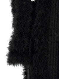 The Attico Women Knitted Coat With Belt And Feather-Effect Trim