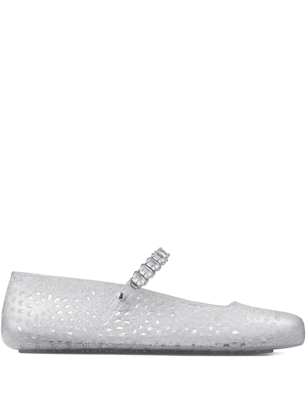 JIMMY CHOO Clear Jelly Ballerina Flats With Crystal Embellishment Women