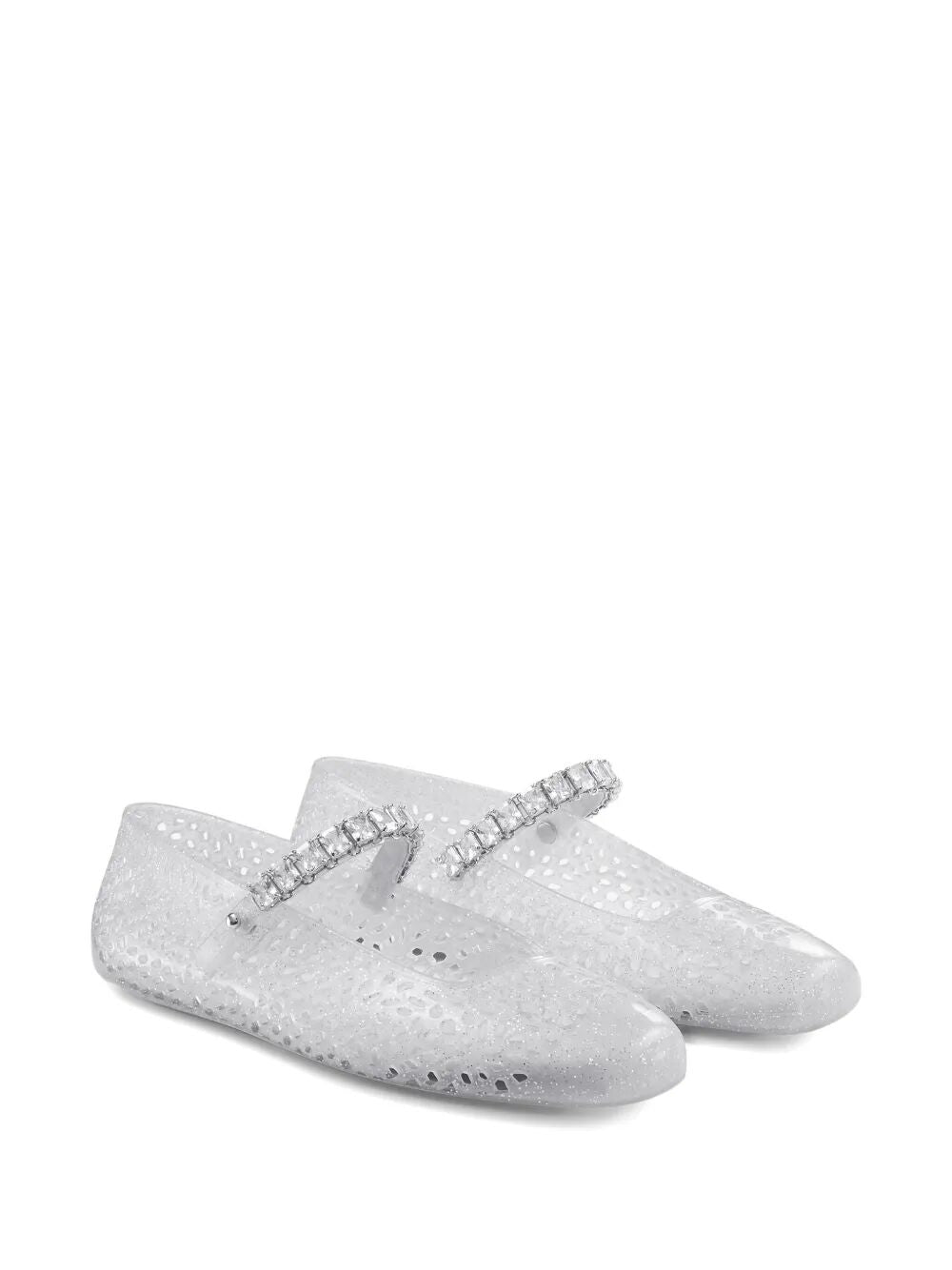 JIMMY CHOO Clear Jelly Ballerina Flats With Crystal Embellishment Women