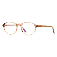 Tom Ford Eyeglasses Round Full Rim, Transparent Brown Frame and Clear Blue Light Block Lens FT5753-B045