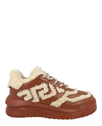 Versace Mens Odissea Shearling Sneakers Cuoio Naturale