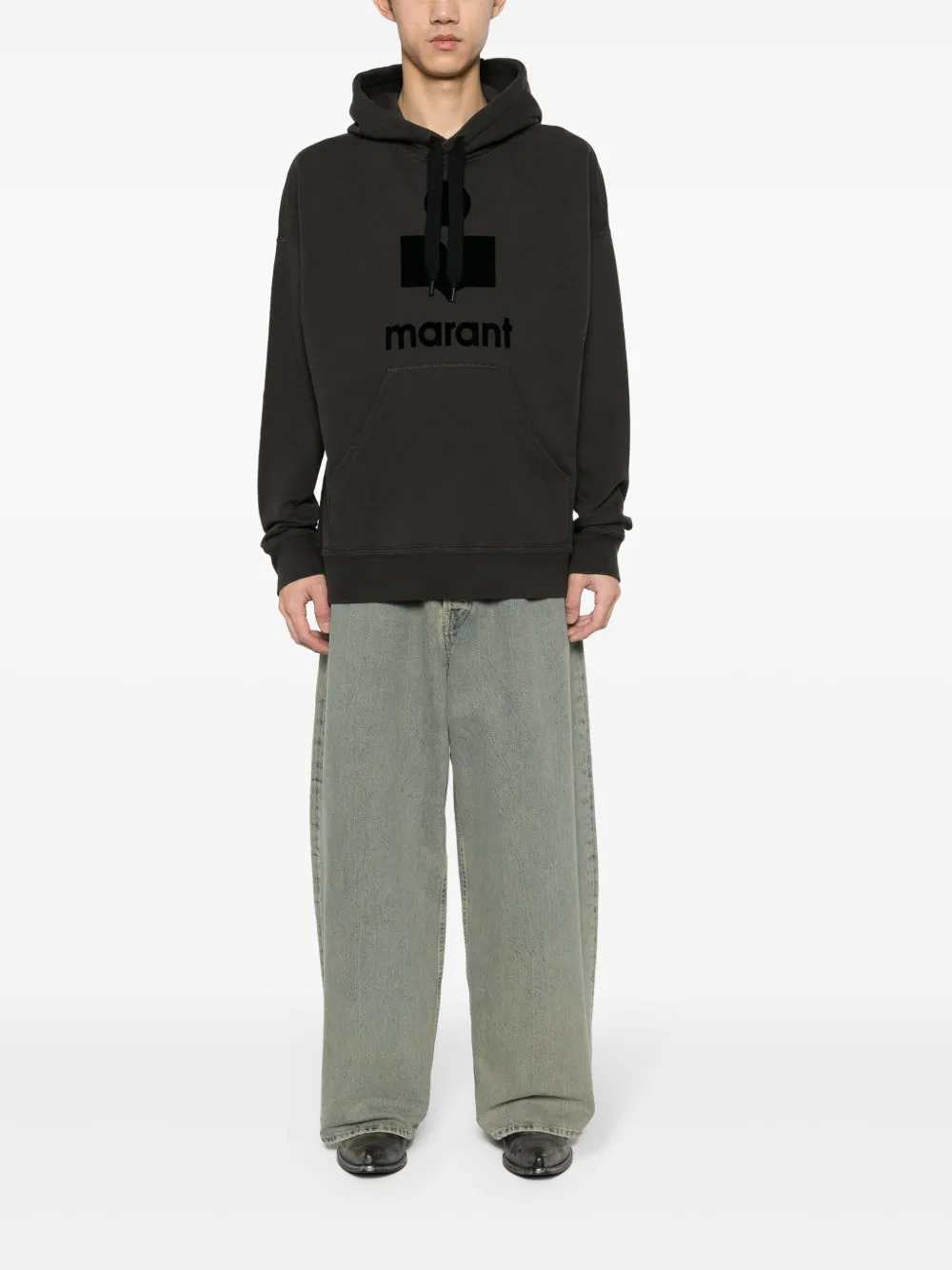 Marant Men Miley Flocked-Logo Hoodie