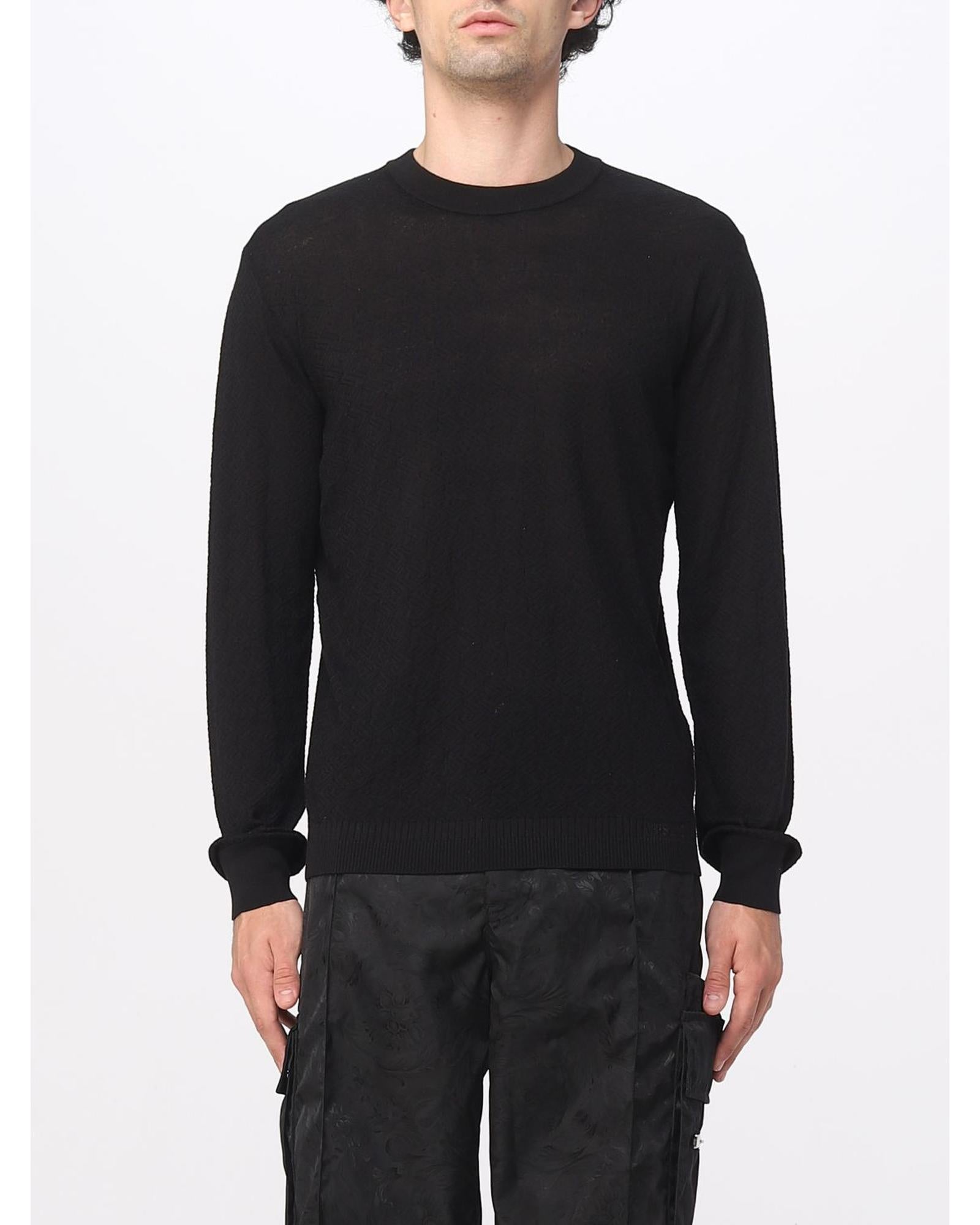 Versace Men Knit Crew Neck Sweater Black