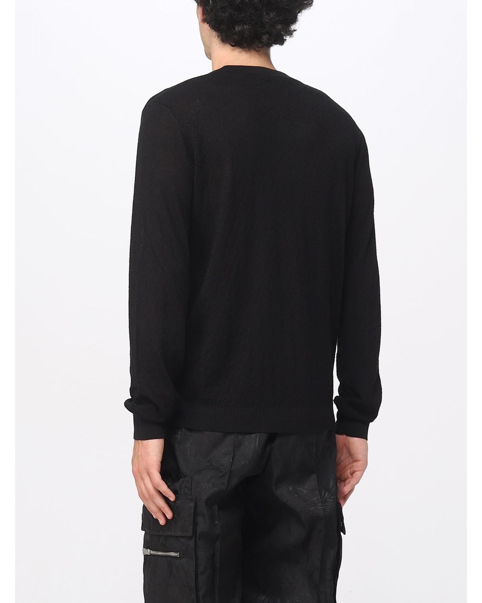 Versace Men Knit Crew Neck Sweater Black