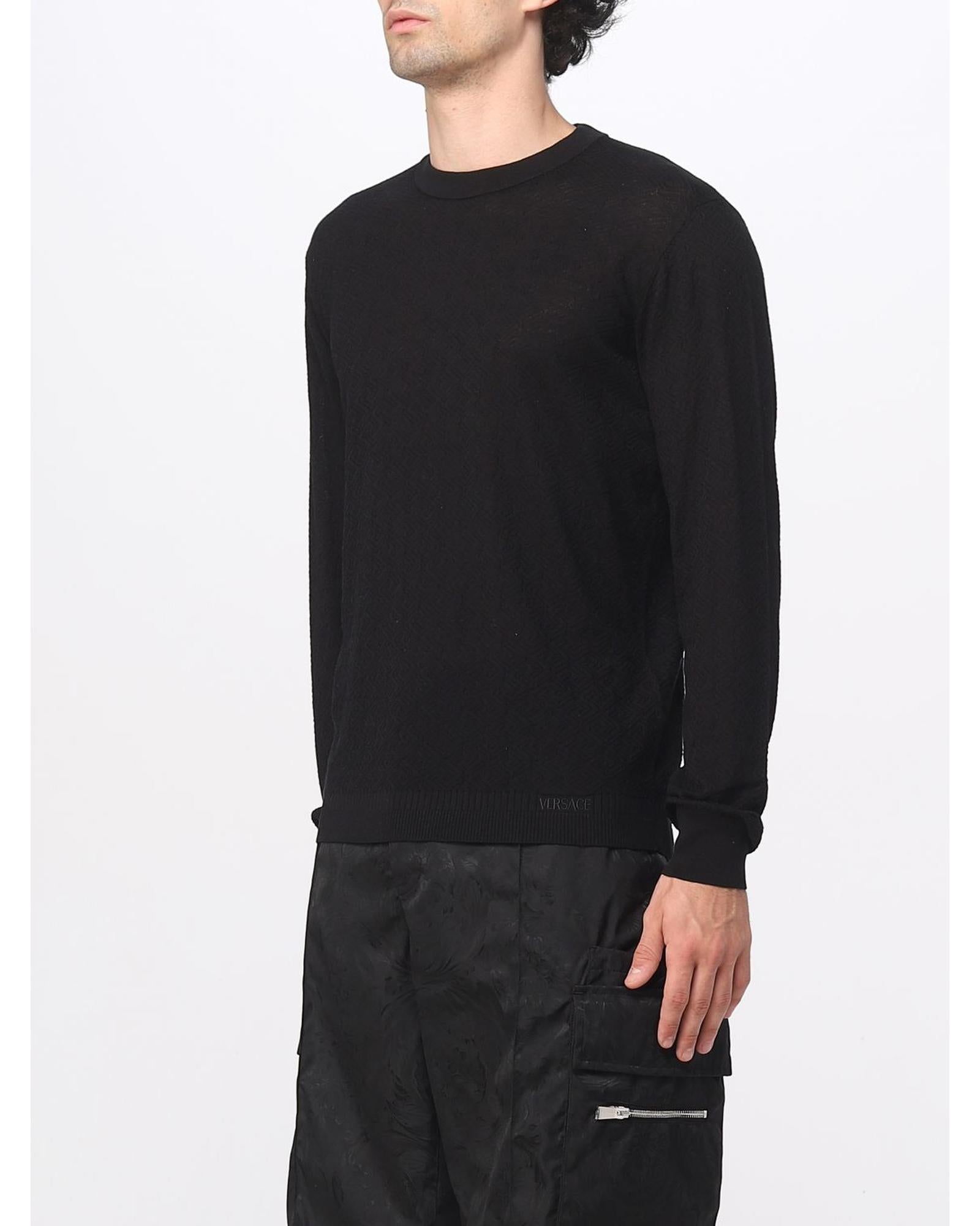 Versace Men Knit Crew Neck Sweater Black