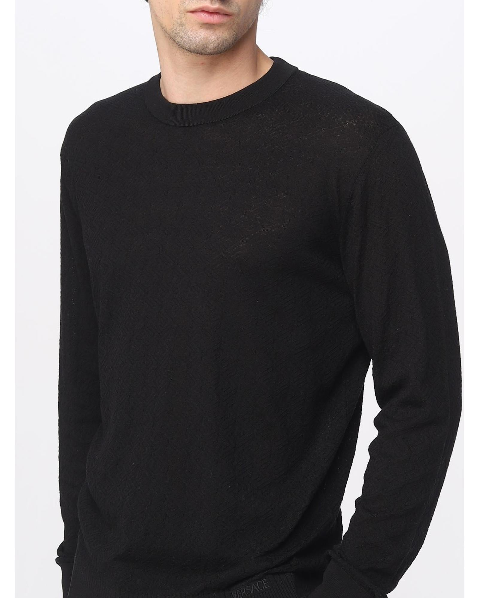 Versace Men Knit Crew Neck Sweater Black