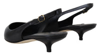 Dolce & Gabbana Black Leather Slingbacks Heels Pumps Women's Shoes