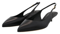 Dolce & Gabbana Black Leather Slingbacks Heels Pumps Women's Shoes