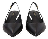 Dolce & Gabbana Black Leather Slingbacks Heels Pumps Women's Shoes