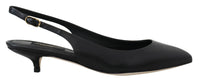 Dolce & Gabbana Black Leather Slingbacks Heels Pumps Women's Shoes