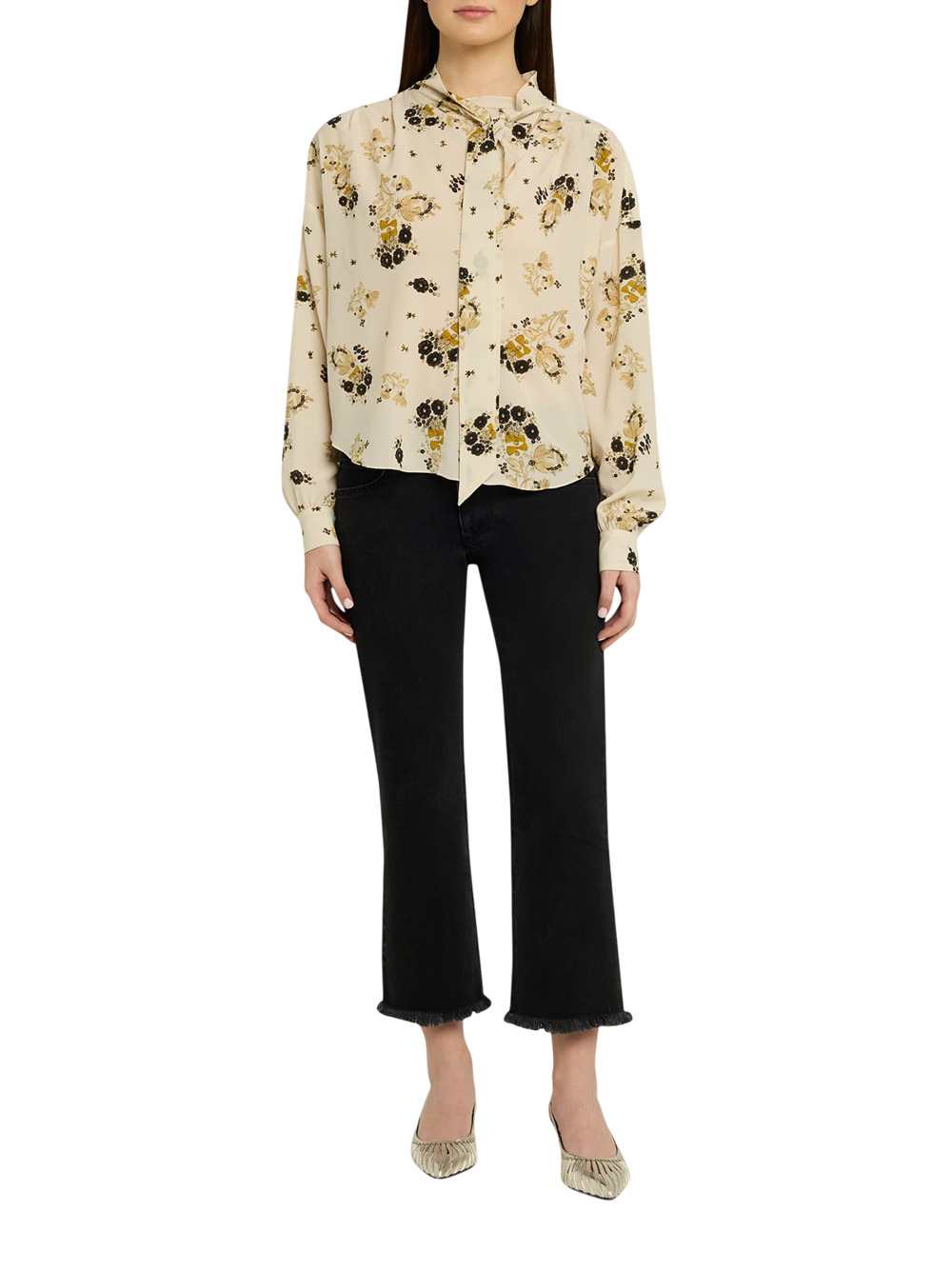 MARANT Marant Women Fedry Floral-Print Silk Blouse With Scarf-Style Neckline