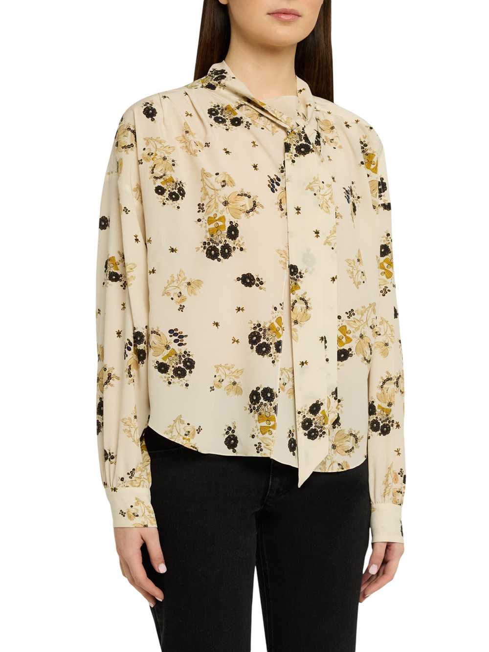 MARANT Marant Women Fedry Floral-Print Silk Blouse With Scarf-Style Neckline