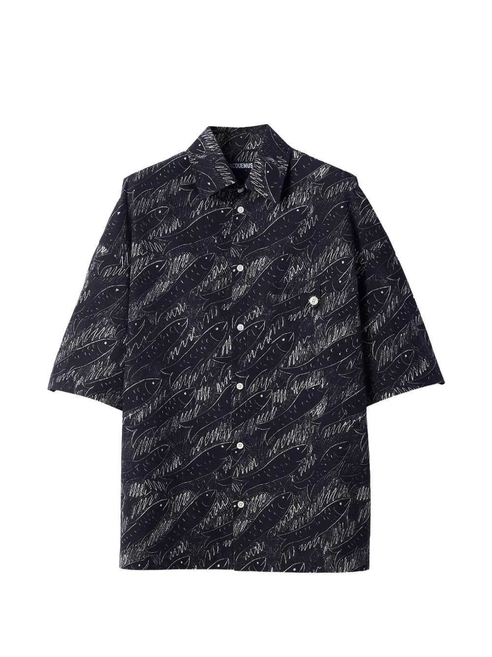 JACQUEMUS Jacquemus Men Rio Fish-Print Short-Sleeve Shirt