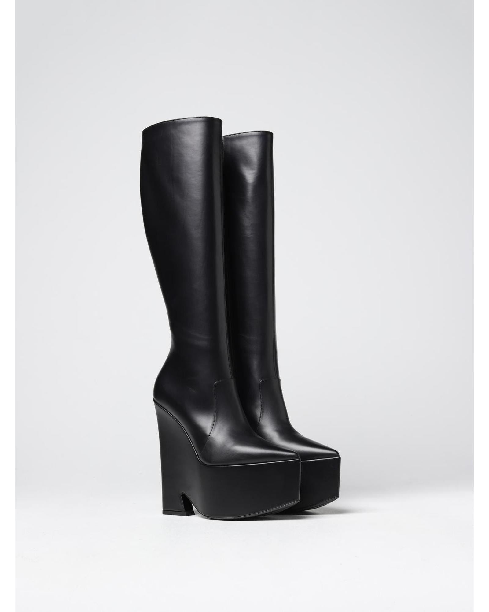 Versace Platform Wedge KneeHigh Boots Women Black