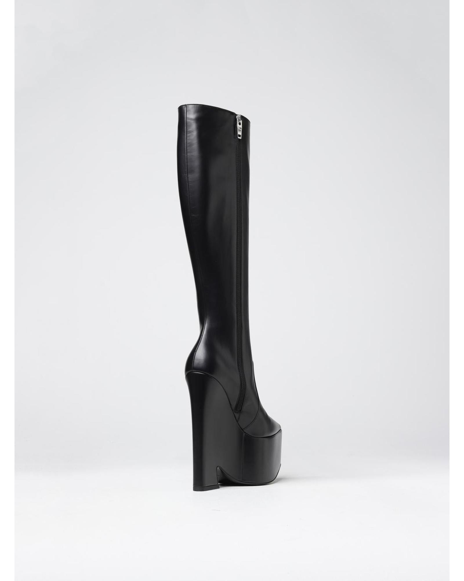 Versace Platform Wedge KneeHigh Boots Women Black