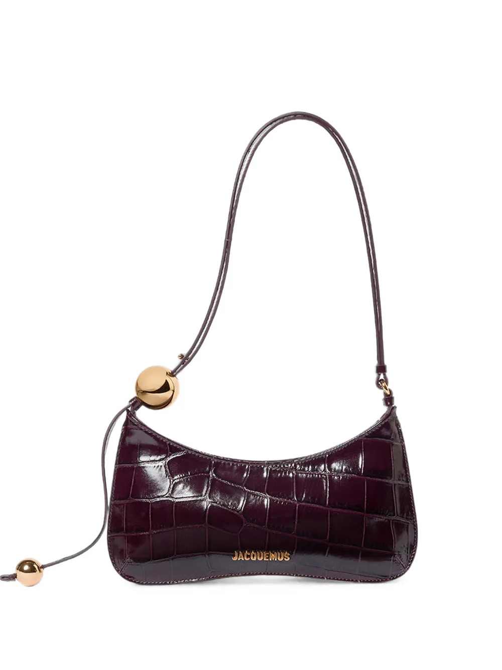 Jacquemus Women Le Bisou Perle Crocodile-Effect Leather Shoulder Bag
