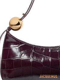 Jacquemus Women Le Bisou Perle Crocodile-Effect Leather Shoulder Bag
