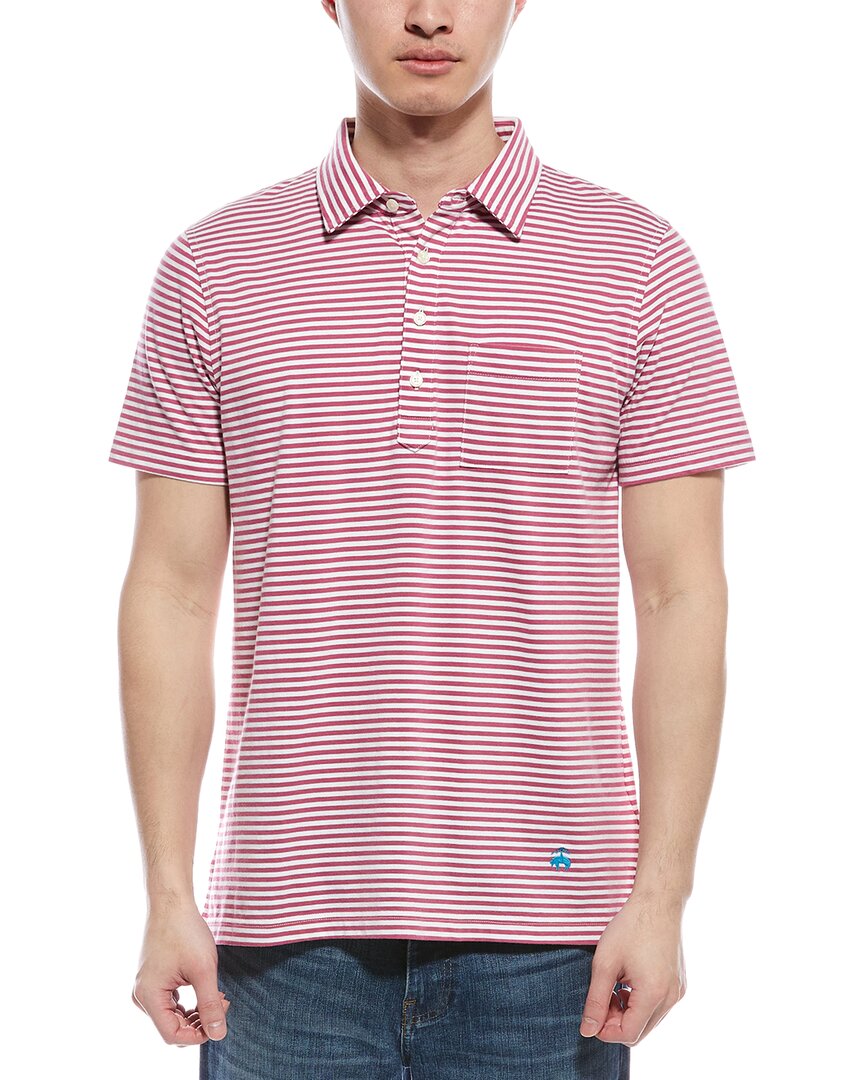Brooks Brothers Stripe Knit Polo Shirt Red