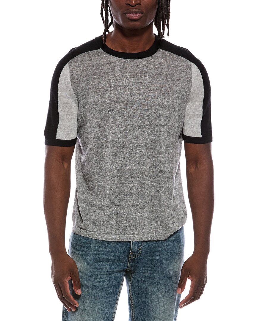 Autumn Cashmere Autumn Cashmere Colorblock Saddle Linen-Blend T-Shirt