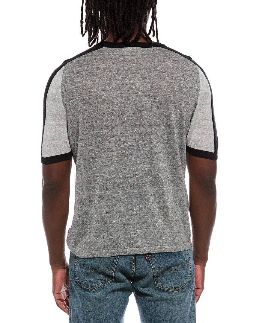 Autumn Cashmere Autumn Cashmere Colorblock Saddle Linen-Blend T-Shirt