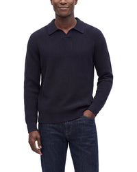 N.Peal Clapham Rib 100% Cashmere Polo Sweater