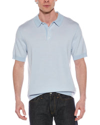 Vince Birdseye Wool-Blend Polo Shirt Blue