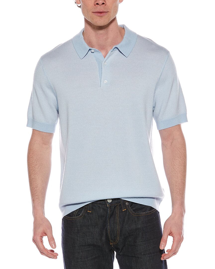 Vince Birdseye Wool-Blend Polo Shirt Blue