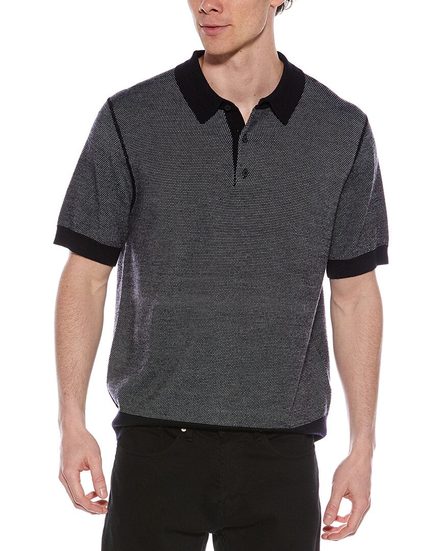 Vince Birdseye Wool-Blend Polo Shirt Blue