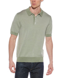 Vince Birdseye Wool Polo Sweater Green Regular XL