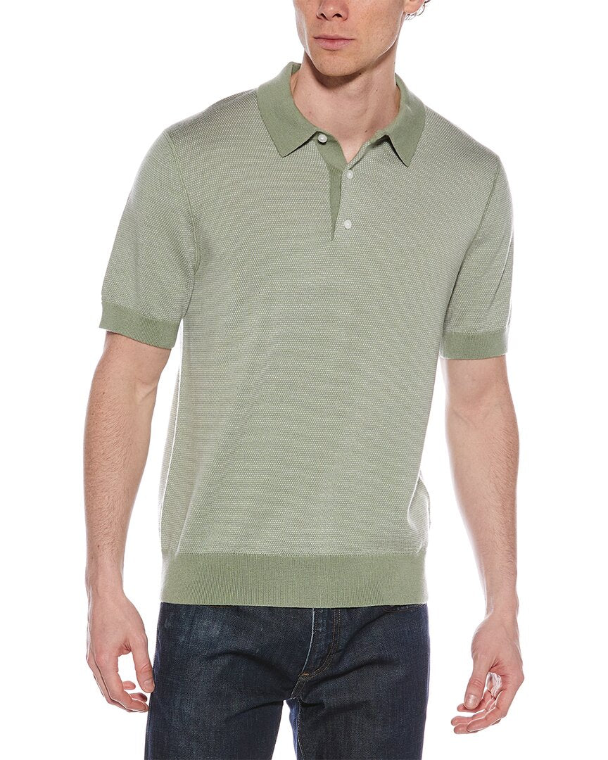Vince Birdseye Wool Polo Sweater Green Regular XL