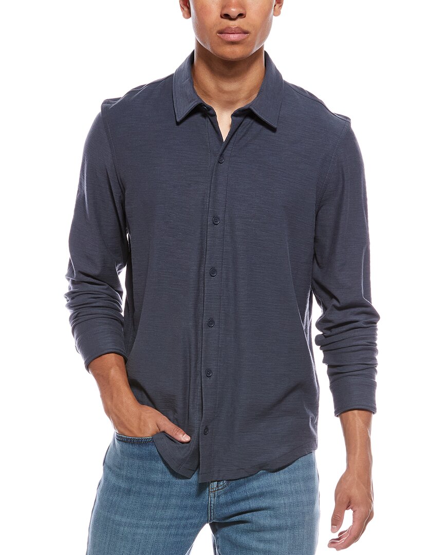 Vince Heavy Slub Button-Down Shirt Blue