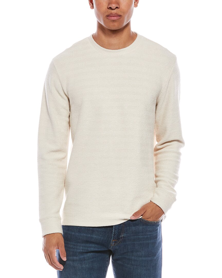 Vince Herringbone French Terry Pullover White