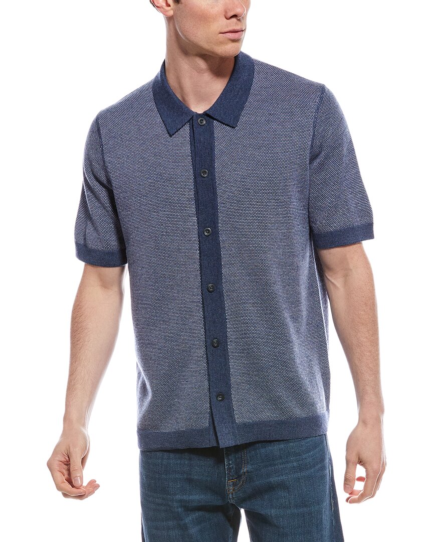 Vince Birdseye Wool Shirt Blue Regular XL