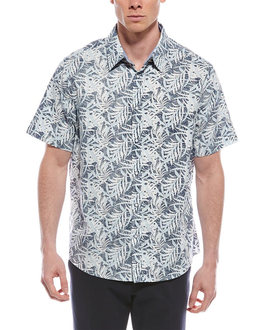Report Collection Tropical Linen-Blend Shirt Blue