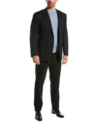 Canali Wool-Blend Suit With Flat Front Pant Blue