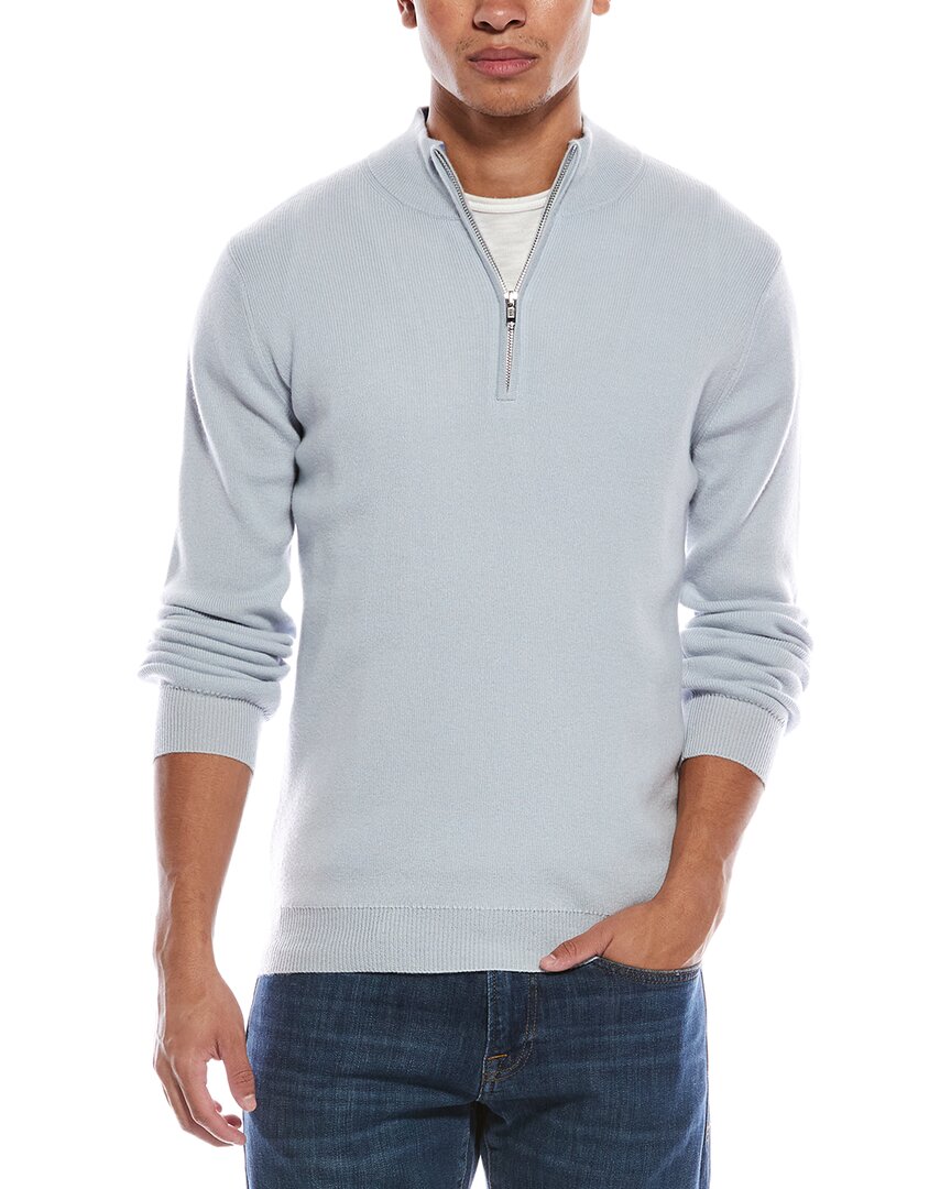 Brodie Cashmere Ribbed Wool & Cashmere-Blend 1/4-Zip Mock Neck Sweater