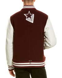 Burberry Leather-Trim Wool-Blend Bomber Jacket